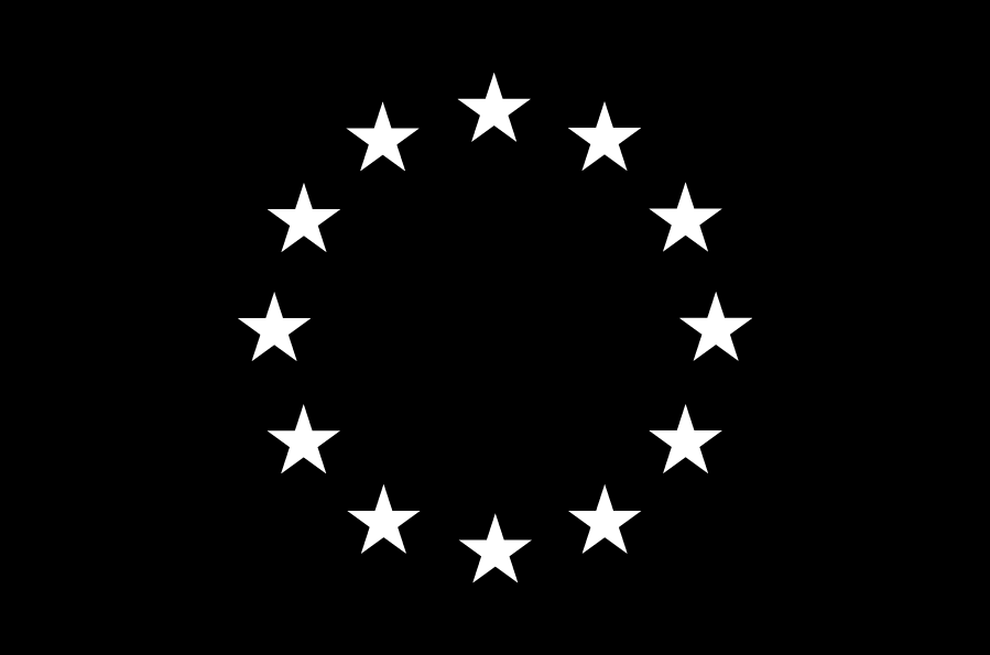 Drapeau de l'Union Européenne en noir et blanc