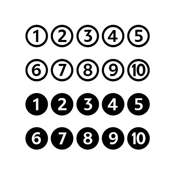 Le Forma6 est une font sans-serif possédant des chiffres cerclés dans sa table des gyphes