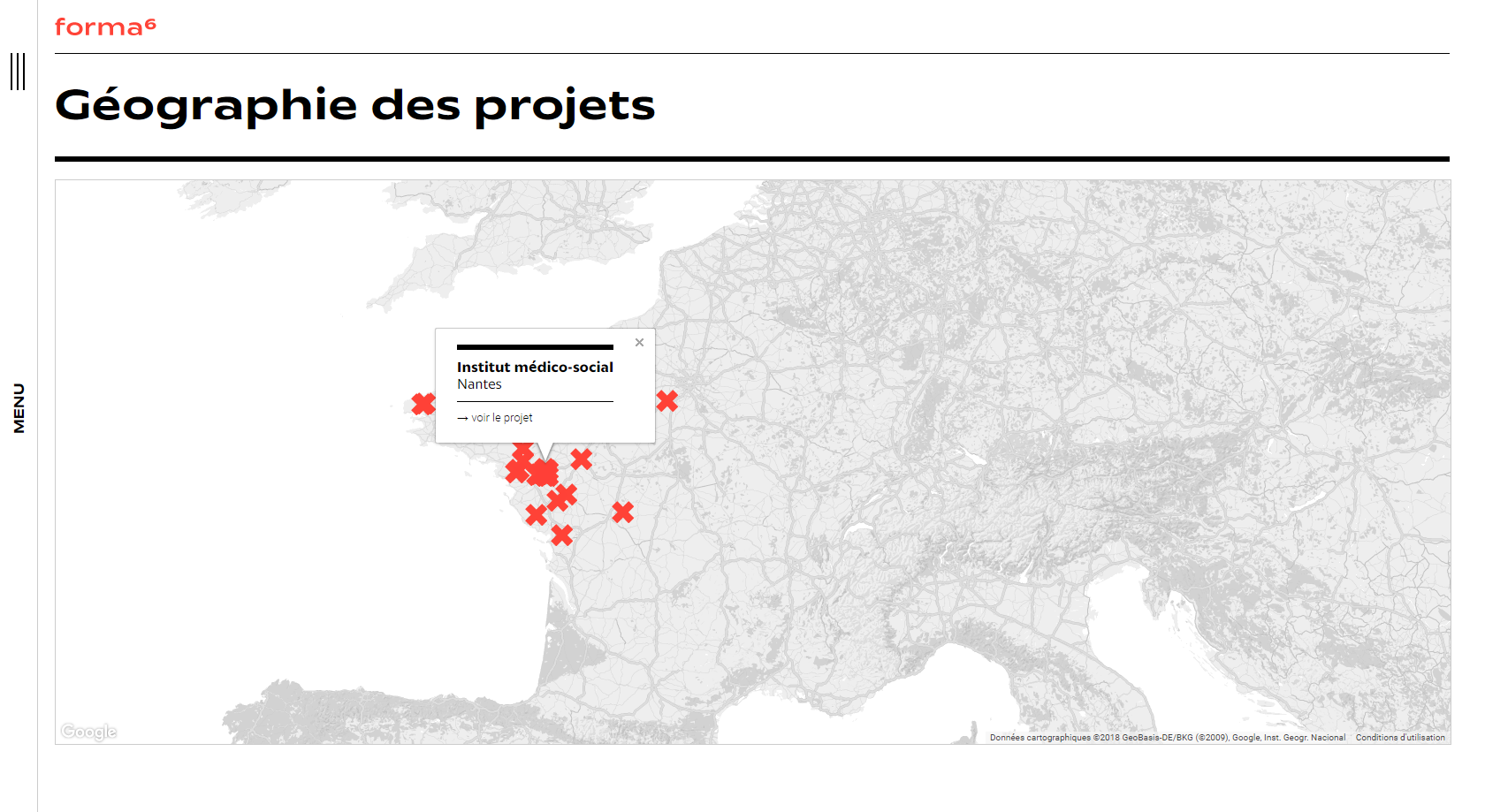 Page projet avec une Google Map Custom