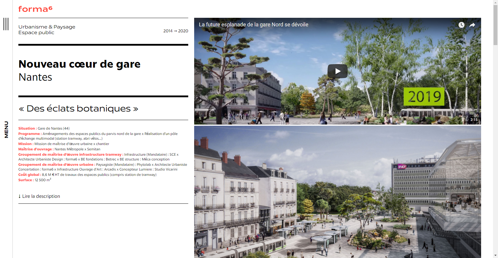 Extrait d'une page web du site de Forma 6 consacrée à un projet d'architecture Nantais