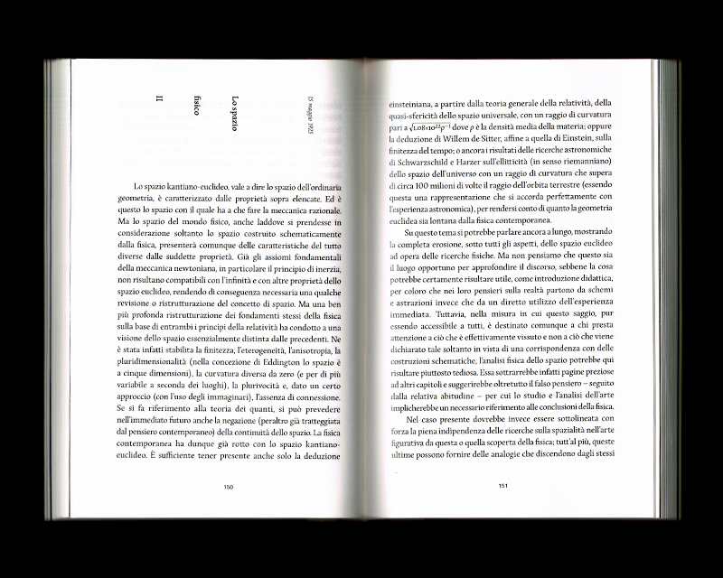 Page intérieur du Scritti sullo spazio, p150 - 151
