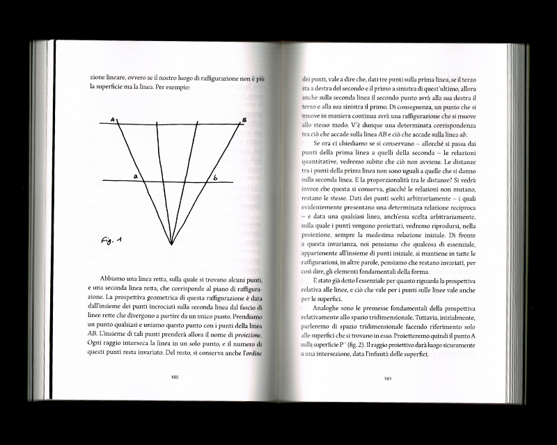 Page intérieur du Scritti sullo spazio, p180 - 181