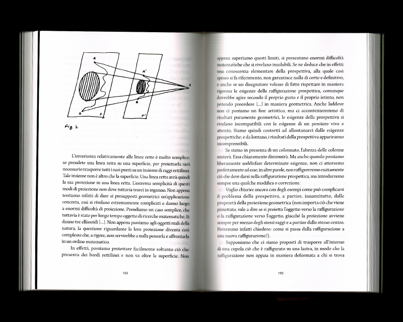 Page intérieur du Scritti sullo spazio, p182 - 183