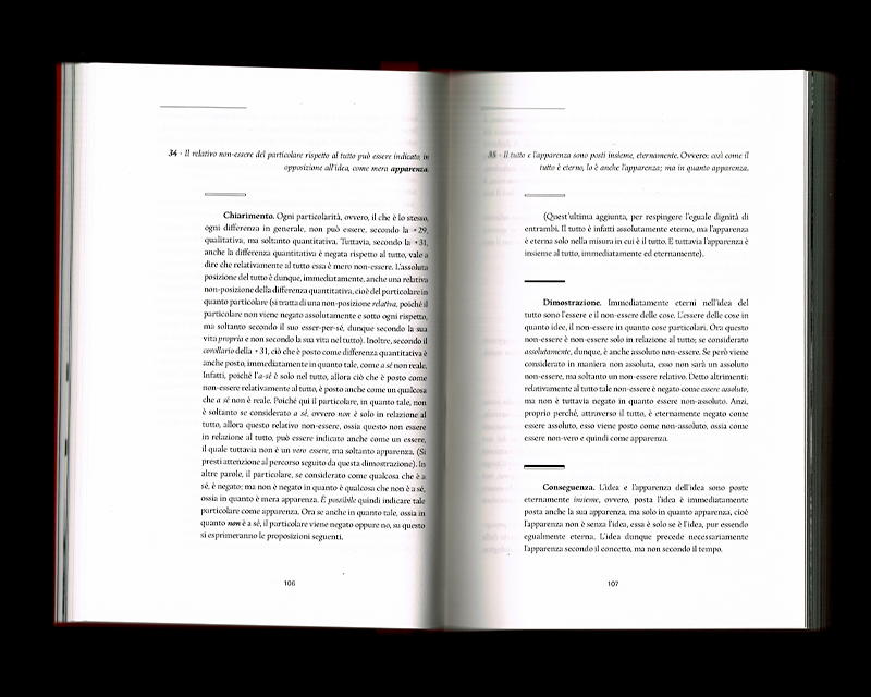 Scan des pages 106 & 107 du livre Sistema dell’intera filosofia, F.W.J. Schelling, 1804