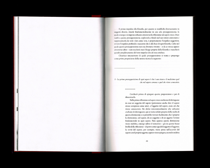Scan des pages 42 & 43 du livre Sistema dell’intera filosofia, F.W.J. Schelling, 1804