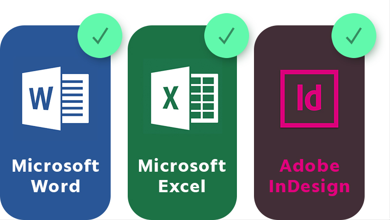 Les gabarits conçu pour forma6 sont conçu pour Microsoft Word, Microsoft Excel et Adobe InDesign